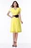 ColsBM Margot Yellow Iris Classic V-neck Short Sleeve Chiffon Knee Length Bridesmaid Dresses