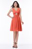ColsBM Haley Living Coral Modern Fit-n-Flare Sleeveless Zip up Chiffon Knee Length Prom Dresses