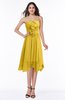 ColsBM Anaya Lemon Curry Modern A-line Strapless Chiffon Knee Length Pick up Wedding Guest Dresses