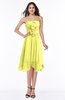 ColsBM Anaya Pale Yellow Modern A-line Strapless Chiffon Knee Length Pick up Wedding Guest Dresses