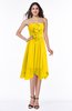 ColsBM Anaya Yellow Modern A-line Strapless Chiffon Knee Length Pick up Wedding Guest Dresses