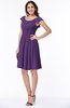 ColsBM Hadassah Dark Purple Traditional Scoop Short Sleeve Chiffon Mini Ruching Plus Size Bridesmaid Dresses