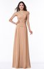ColsBM Penny Almost Apricot Modern A-line Asymmetric Neckline Chiffon Floor Length Ruching Plus Size Bridesmaid Dresses
