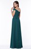 ColsBM Penny Blue Green Modern A-line Asymmetric Neckline Chiffon Floor Length Ruching Plus Size Bridesmaid Dresses