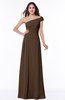 ColsBM Penny Chocolate Brown Modern A-line Asymmetric Neckline Chiffon Floor Length Ruching Plus Size Bridesmaid Dresses