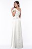 ColsBM Penny Cloud White Modern A-line Asymmetric Neckline Chiffon Floor Length Ruching Plus Size Bridesmaid Dresses