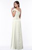 ColsBM Penny Cream Modern A-line Asymmetric Neckline Chiffon Floor Length Ruching Plus Size Bridesmaid Dresses