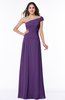 ColsBM Penny Dark Purple Modern A-line Asymmetric Neckline Chiffon Floor Length Ruching Plus Size Bridesmaid Dresses