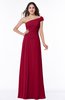 ColsBM Penny Dark Red Modern A-line Asymmetric Neckline Chiffon Floor Length Ruching Plus Size Bridesmaid Dresses