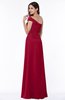 ColsBM Penny Dark Red Modern A-line Asymmetric Neckline Chiffon Floor Length Ruching Plus Size Bridesmaid Dresses