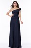 ColsBM Penny Dark Sapphire Modern A-line Asymmetric Neckline Chiffon Floor Length Ruching Plus Size Bridesmaid Dresses