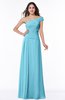ColsBM Penny Light Blue Modern A-line Asymmetric Neckline Chiffon Floor Length Ruching Plus Size Bridesmaid Dresses