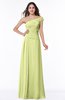 ColsBM Penny Lime Green Modern A-line Asymmetric Neckline Chiffon Floor Length Ruching Plus Size Bridesmaid Dresses