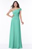 ColsBM Penny Mint Green Modern A-line Asymmetric Neckline Chiffon Floor Length Ruching Plus Size Bridesmaid Dresses