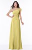 ColsBM Penny Misted Yellow Modern A-line Asymmetric Neckline Chiffon Floor Length Ruching Plus Size Bridesmaid Dresses