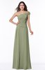 ColsBM Penny Moss Green Modern A-line Asymmetric Neckline Chiffon Floor Length Ruching Plus Size Bridesmaid Dresses
