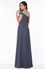 ColsBM Penny Nightshadow Blue Modern A-line Asymmetric Neckline Chiffon Floor Length Ruching Plus Size Bridesmaid Dresses