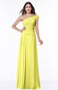 ColsBM Penny Pale Yellow Modern A-line Asymmetric Neckline Chiffon Floor Length Ruching Plus Size Bridesmaid Dresses