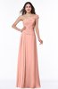 ColsBM Penny Peach Modern A-line Asymmetric Neckline Chiffon Floor Length Ruching Plus Size Bridesmaid Dresses