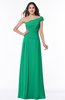 ColsBM Penny Sea Green Modern A-line Asymmetric Neckline Chiffon Floor Length Ruching Plus Size Bridesmaid Dresses