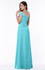 ColsBM Penny Turquoise Modern A-line Asymmetric Neckline Chiffon Floor Length Ruching Plus Size Bridesmaid Dresses