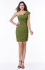 ColsBM Kensley Olive Green Gorgeous Sheath Asymmetric Neckline Sleeveless Mini Ruffles Plus Size Bridesmaid Dresses