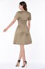 ColsBM Paloma Almondine Brown Modest Short Sleeve Zip up Satin Knee Length Pleated Mother of the Bride Dresses