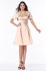 ColsBM Paloma Almost Apricot Modest Short Sleeve Zip up Satin Knee Length Pleated Mother of the Bride Dresses