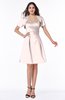 ColsBM Paloma Blush Modest Short Sleeve Zip up Satin Knee Length Pleated Mother of the Bride Dresses