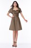ColsBM Paloma Bronze Brown Modest Short Sleeve Zip up Satin Knee Length Pleated Mother of the Bride Dresses