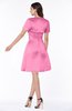 ColsBM Paloma Carnation Pink Modest Short Sleeve Zip up Satin Knee Length Pleated Mother of the Bride Dresses