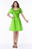 ColsBM Paloma Classic Green Modest Short Sleeve Zip up Satin Knee Length Pleated Mother of the Bride Dresses