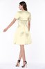 ColsBM Paloma Egret Modest Short Sleeve Zip up Satin Knee Length Pleated Mother of the Bride Dresses