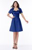 ColsBM Paloma Electric Blue Modest Short Sleeve Zip up Satin Knee Length Pleated Mother of the Bride Dresses