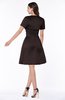 ColsBM Paloma Fudge Brown Modest Short Sleeve Zip up Satin Knee Length Pleated Mother of the Bride Dresses