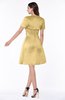 ColsBM Paloma Gold Modest Short Sleeve Zip up Satin Knee Length Pleated Mother of the Bride Dresses