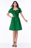 ColsBM Paloma Green Modest Short Sleeve Zip up Satin Knee Length Pleated Mother of the Bride Dresses