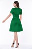 ColsBM Paloma Green Modest Short Sleeve Zip up Satin Knee Length Pleated Mother of the Bride Dresses
