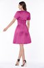 ColsBM Paloma Hot Pink Modest Short Sleeve Zip up Satin Knee Length Pleated Mother of the Bride Dresses