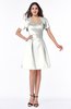 ColsBM Paloma Ivory Modest Short Sleeve Zip up Satin Knee Length Pleated Mother of the Bride Dresses