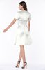 ColsBM Paloma Ivory Modest Short Sleeve Zip up Satin Knee Length Pleated Mother of the Bride Dresses
