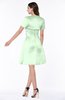 ColsBM Paloma Light Green Modest Short Sleeve Zip up Satin Knee Length Pleated Mother of the Bride Dresses