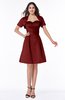 ColsBM Paloma Maroon Modest Short Sleeve Zip up Satin Knee Length Pleated Mother of the Bride Dresses
