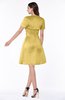 ColsBM Paloma Misted Yellow Modest Short Sleeve Zip up Satin Knee Length Pleated Mother of the Bride Dresses