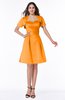 ColsBM Paloma Orange Modest Short Sleeve Zip up Satin Knee Length Pleated Mother of the Bride Dresses