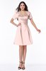 ColsBM Paloma Pastel Pink Modest Short Sleeve Zip up Satin Knee Length Pleated Mother of the Bride Dresses
