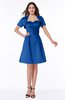 ColsBM Paloma Royal Blue Modest Short Sleeve Zip up Satin Knee Length Pleated Mother of the Bride Dresses