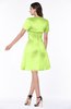 ColsBM Paloma Sharp Green Modest Short Sleeve Zip up Satin Knee Length Pleated Mother of the Bride Dresses