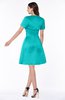 ColsBM Paloma Viridian Green Modest Short Sleeve Zip up Satin Knee Length Pleated Mother of the Bride Dresses