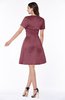 ColsBM Paloma Wine Modest Short Sleeve Zip up Satin Knee Length Pleated Mother of the Bride Dresses